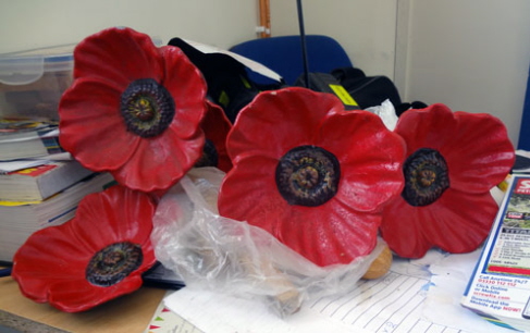 Metal poppies as supplied